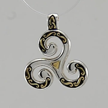 Celtic Triskele Sterling Silver and 18K Gold Accent Pendant MPD1818